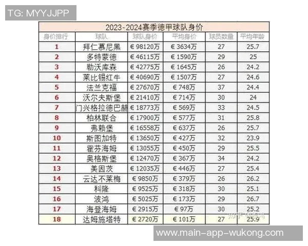德甲球队身价排行榜拜仁遥遥领先多特蒙德紧随其后